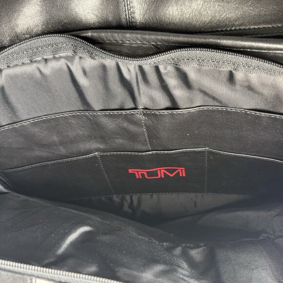 TUMI Soft Black Leather Organizer Laptop Briefcase Portfolio Bag File Separator - Picture 11 of 11